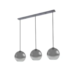 Lucande Brillar riippuvalaisin, savuharmaa, lasi, 3-lamppuinen, 128 cm