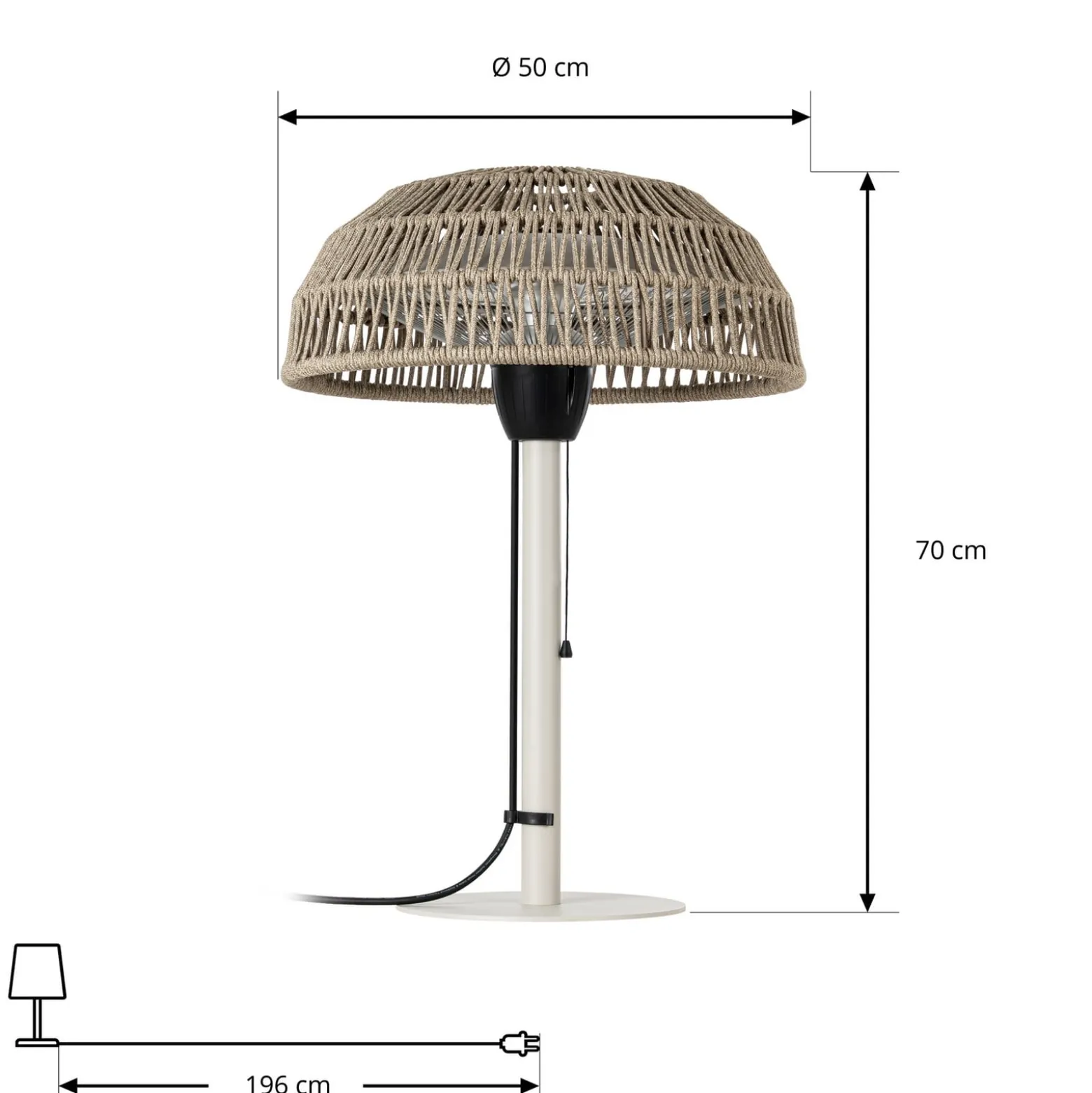 Lucande Calenza -terassilämmitin, beige, 70 cm, 1 500 W