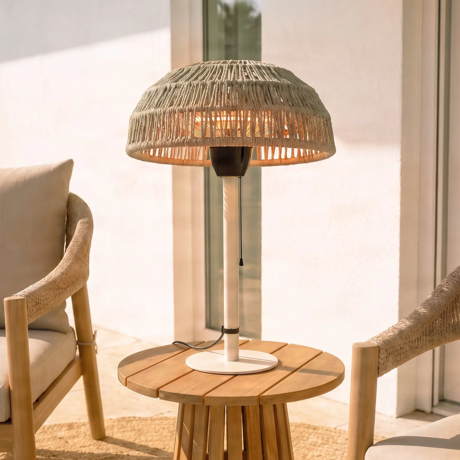 Lucande Calenza -terassilämmitin, beige, 70 cm, 1 500 W