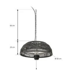 Lucande Calenza -terassilämmitin, musta, halkaisija 50 cm, 1 500 W