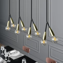 Lucande Carlea -riippuvalo, 8-lamp. musta-messinki