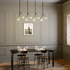 Lucande Carlea -riippuvalo, 8-lamp. musta-messinki