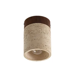 Lucande Carlotta -kattovalaisin, halkaisija 12 cm, beige, betoni, E27