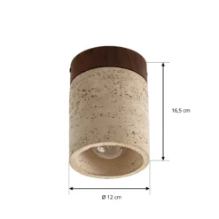 Lucande Carlotta -kattovalaisin, halkaisija 12 cm, beige, betoni, E27