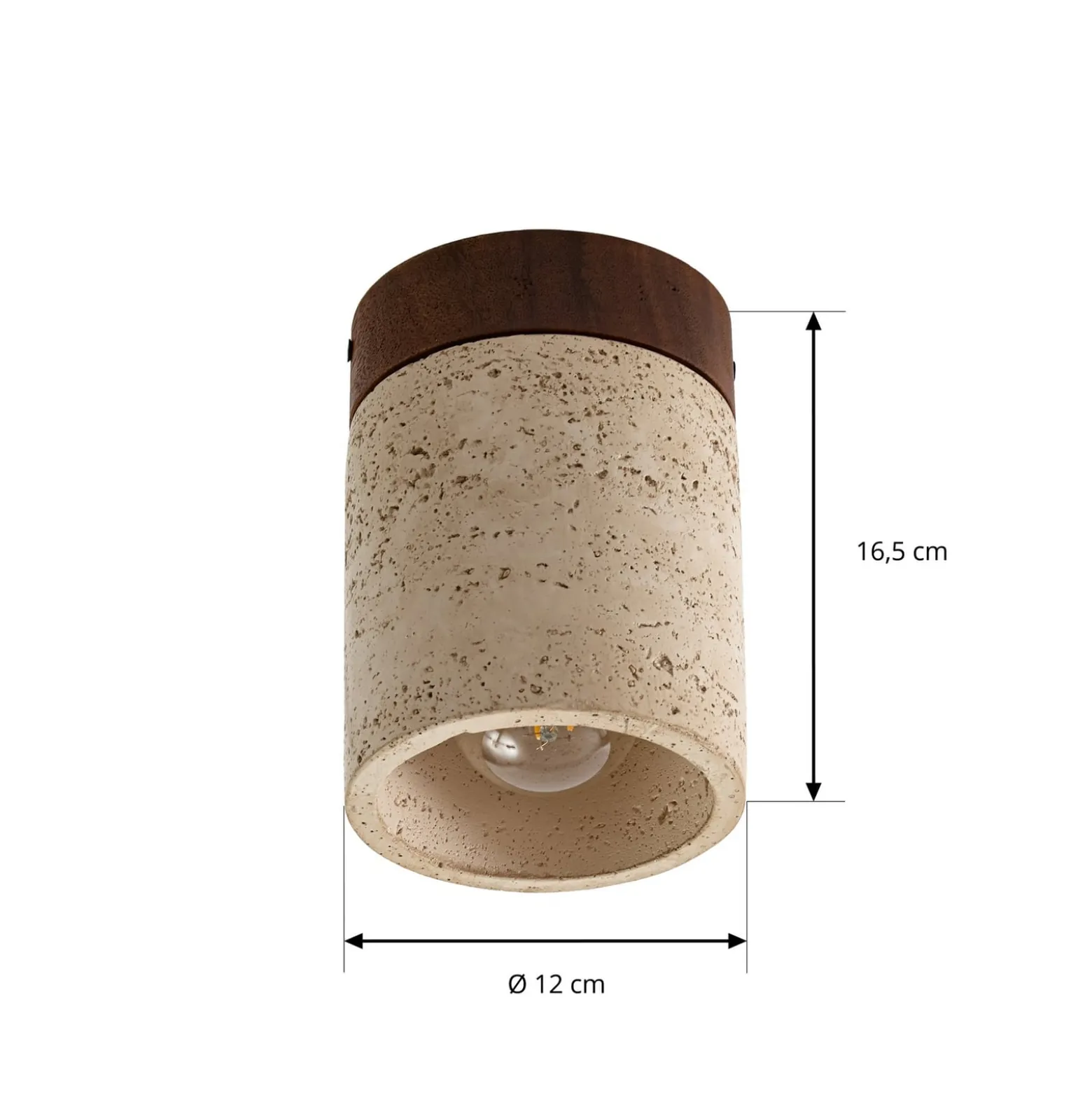 Lucande Carlotta -kattovalaisin, halkaisija 12 cm, beige, betoni, E27