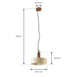 Lucande Carlotta -riippuvalaisin, 1-lamppuinen, halkaisija 27 cm, beige, betoni