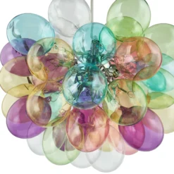 Lucande Diborah-riippuvalaisin, Ø 50 cm, värikäs, lasi, G9