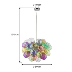 Lucande Diborah-riippuvalaisin, Ø 50 cm, värikäs, lasi, G9