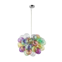 Lucande Diborah-riippuvalaisin, Ø 50 cm, värikäs, lasi, G9