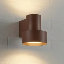Lucande Elune LED-ulkoseinälamppu, ruskea, IP44, ylös/alas