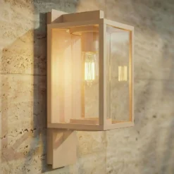 Lucande Ferda -ulkoseinävalaisin, alhaalla oleva pidin, beige, IP44