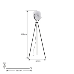 Lucande Helva lattiavalaisin, 150 cm, valkoinen/musta, kääntyvä