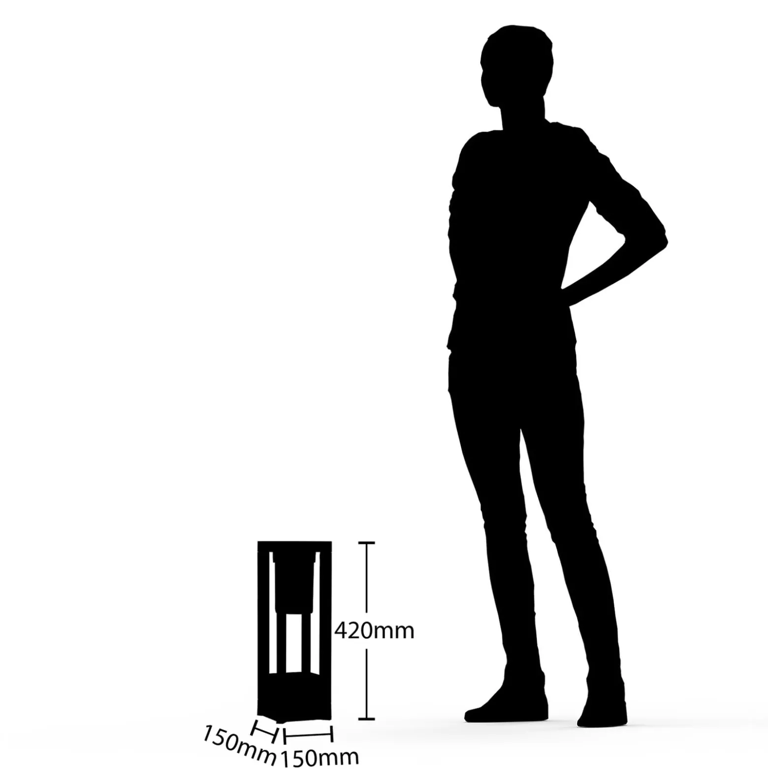 Lucande Kalisa jalkalamppu, E27, IP44, 42 cm, harmaa, metallia