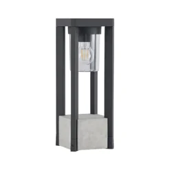 Lucande Kalisa jalkalamppu, E27, IP44, 42 cm, harmaa, metallia