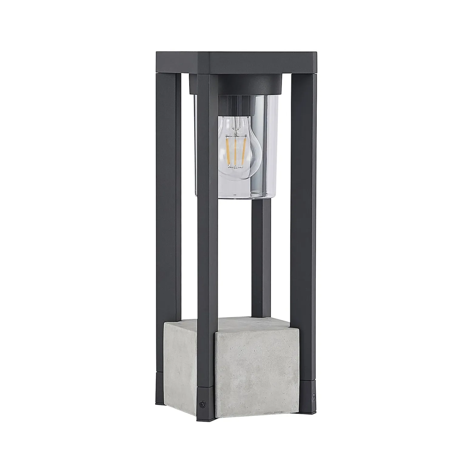 Lucande Kalisa jalkalamppu, E27, IP44, 42 cm, harmaa, metallia