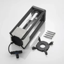 Lucande Kalisa jalkalamppu, E27, IP44, 42 cm, harmaa, metallia