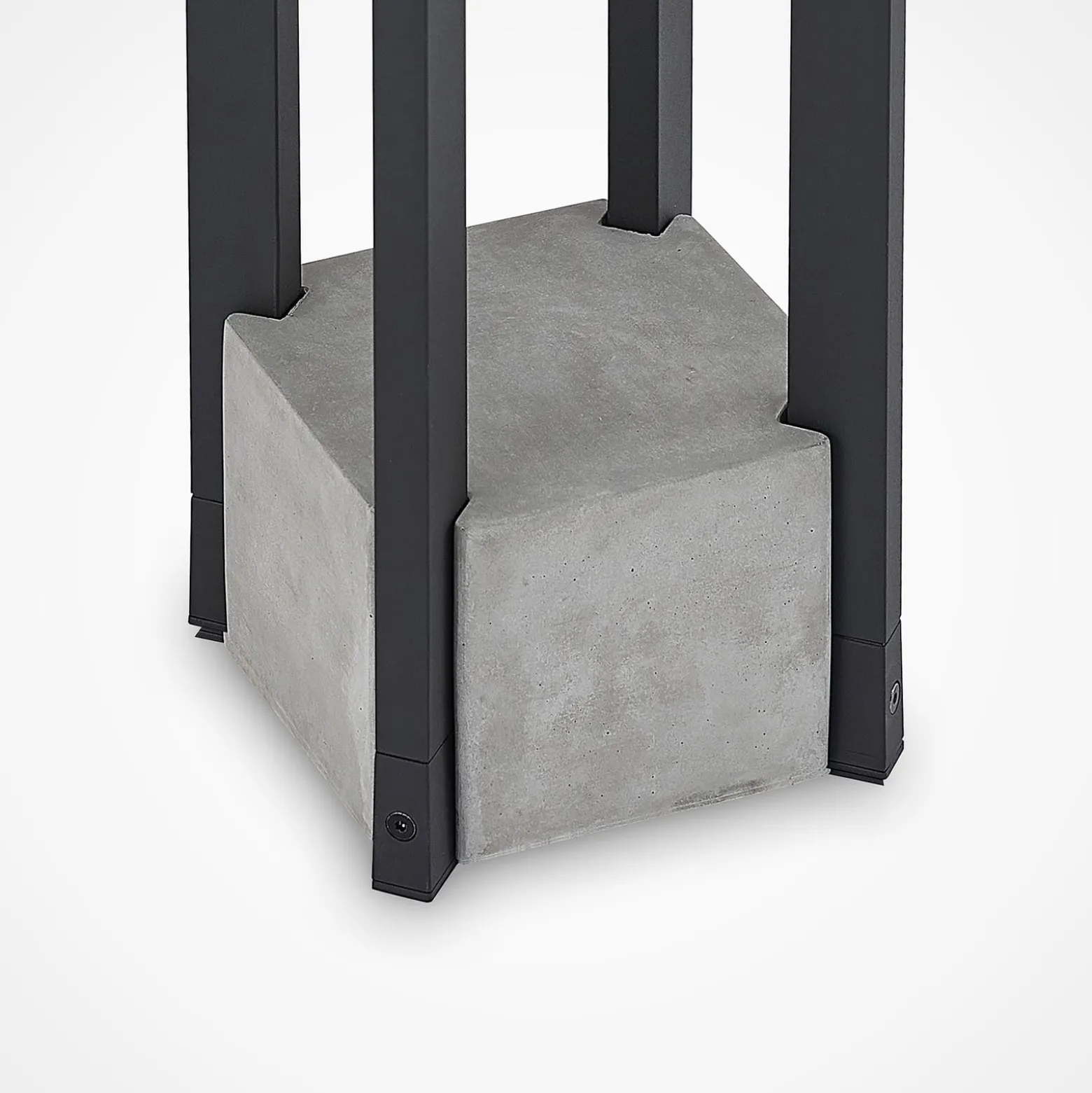 Lucande Kalisa jalkalamppu, E27, IP44, 42 cm, harmaa, metallia