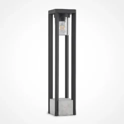 Lucande Kalisa polkuvalaisin, E27, IP44, 70 cm, harmaa, metallia