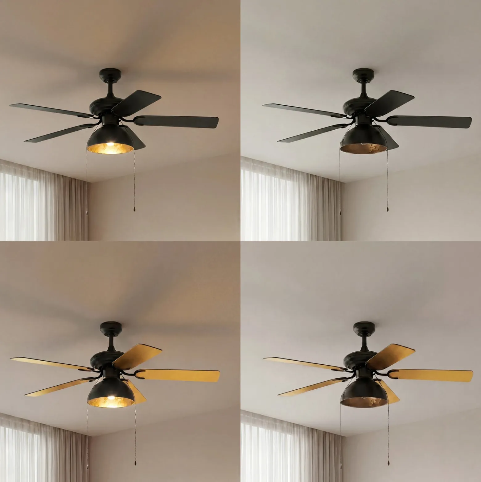 Lucande-kattotuuletin valolla, Shamoian, hiljainen, Ø 130 cm