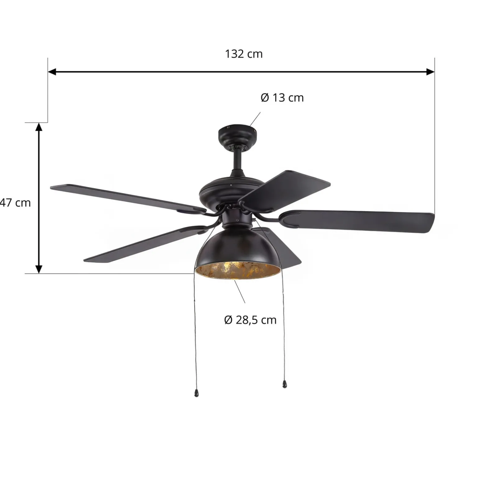 Lucande-kattotuuletin valolla, Shamoian, hiljainen, Ø 130 cm