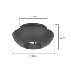 Lucande kattovalaisin Kellina, Ø 48 cm, musta, metallia
