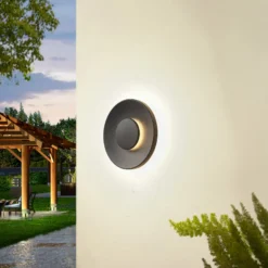 Lucande Kayana LED-ulkoseinävalaisin, musta, alumiini, 24 cm