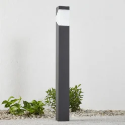 Lucande Kiran polkuvalaisin, 100 cm, harmaa, metalli, IP44, E27