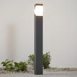 Lucande Kiran polkuvalaisin, 100 cm, harmaa, metalli, IP44, E27
