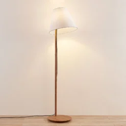 Lucande lattiavalaisin Jinda, valkoinen, puu, kangas, 160 cm, E27