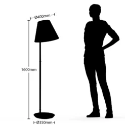 Lucande lattiavalaisin Jinda, valkoinen, puu, kangas, 160 cm, E27