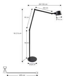 Lucande lattiavalaisin Silka, korkeus 216 cm, musta, metallia