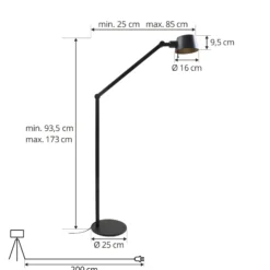 Lucande lattiavalaisin Silka, korkeus 173 cm, musta, metallia
