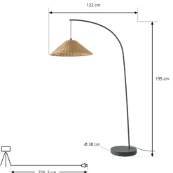 Lucande lattiavalaisin ulos Taniola, kartiomainen, rottinki, 195 cm, IP44