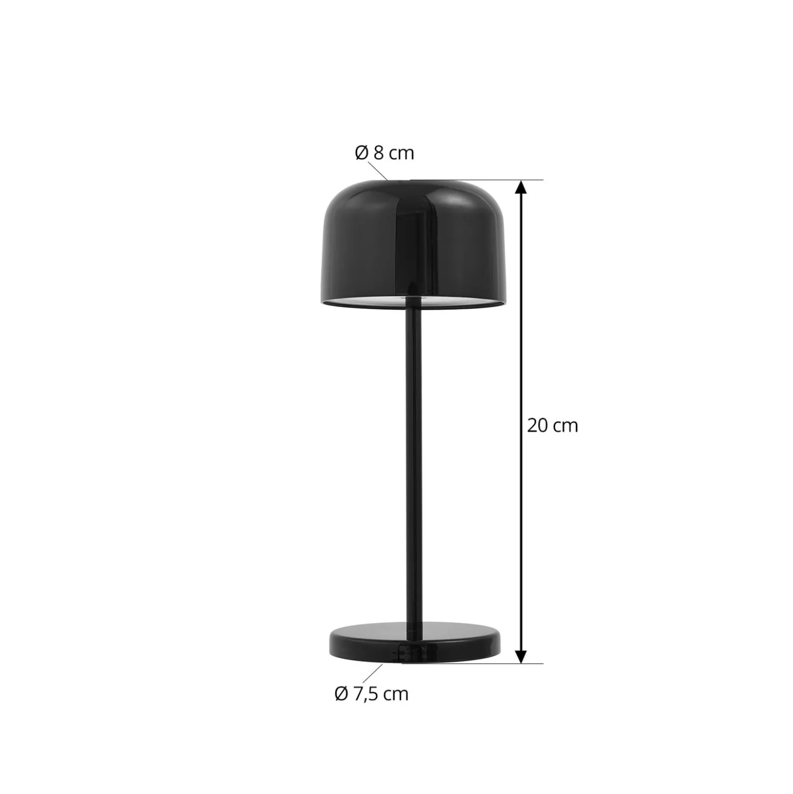 Lucande LED-akkukäyttöinen pöytävalaisin Quill, musta, CCT, himmennettävä