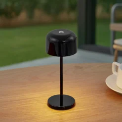 Lucande LED-akkukäyttöinen pöytävalaisin Quill, musta, CCT, himmennettävä