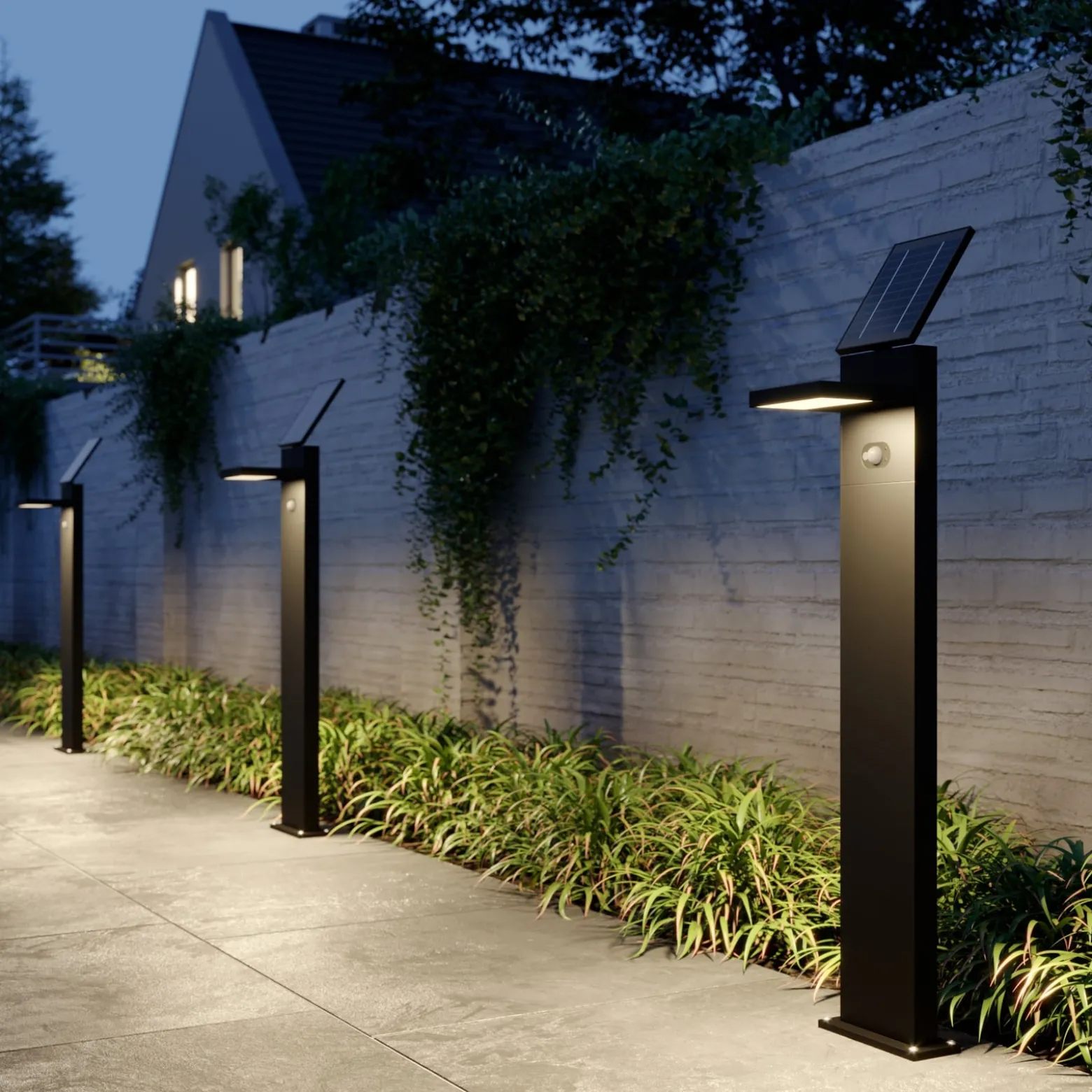 Lucande LED-aurinkoaaltolamppu Silvan, 100cm, anturilla, antrasiittia