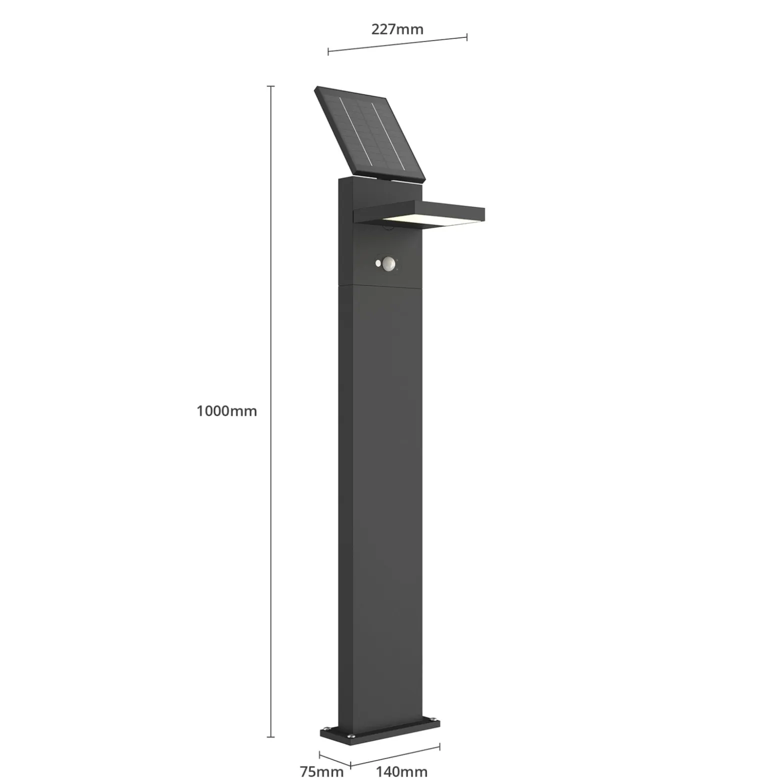 Lucande LED-aurinkoaaltolamppu Silvan, 100cm, anturilla, antrasiittia