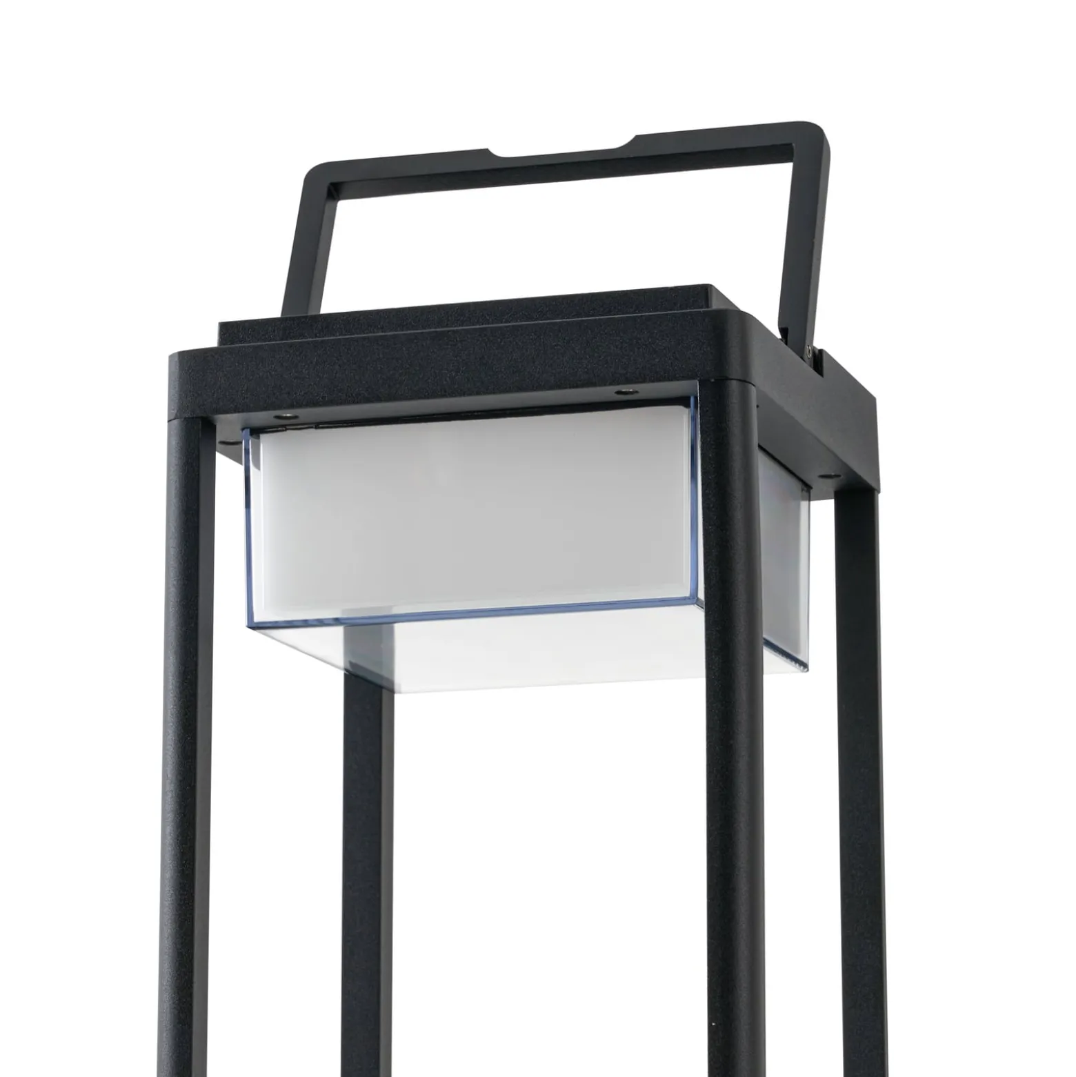 Lucande LED-aurinkopöytävalaisin Tilena, kulmikas, musta, himmennettävä