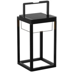 Lucande LED-aurinkopöytävalaisin Tilena, kulmikas, musta, himmennettävä