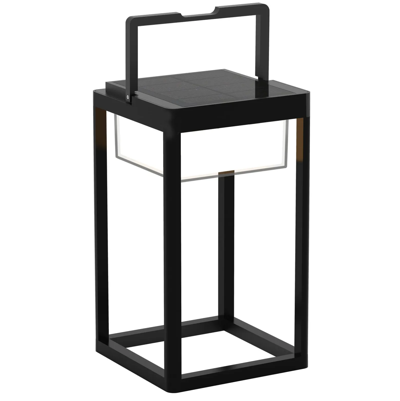 Lucande LED-aurinkopöytävalaisin Tilena, kulmikas, musta, himmennettävä