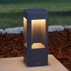 Lucande LED-jalustavalaisin Annika, antrasiitti, metalli, 30 cm