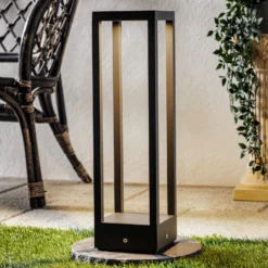 Lucande LED-jalustavalaisin Carlota, 50 cm, antrasiitti, alumiini