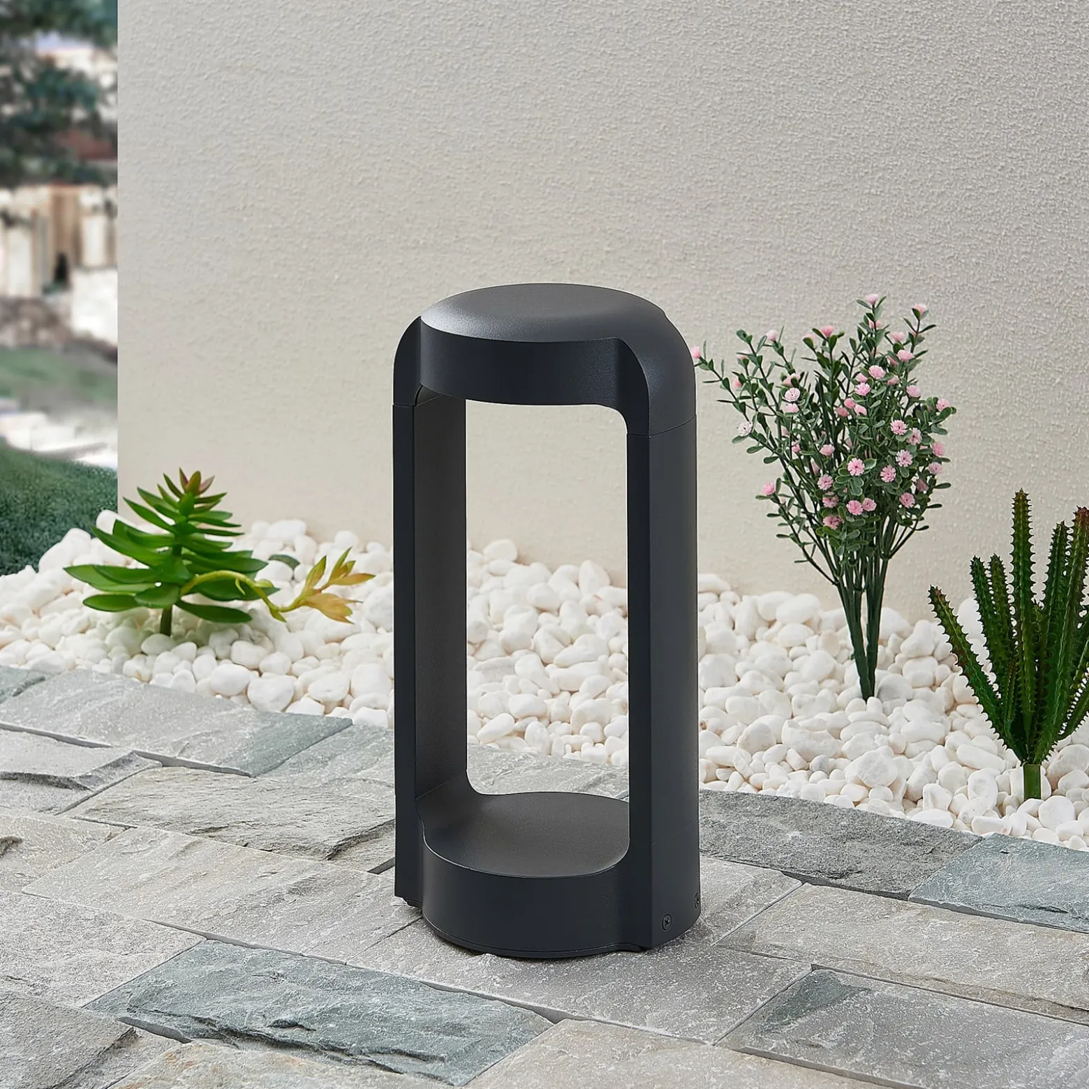 Lucande LED-jalustavalaisin Habsa, 30 cm, antrasiitti, metallia