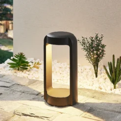 Lucande LED-jalustavalaisin Habsa, 30 cm, antrasiitti, metallia