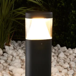 Lucande LED-jalustavalaisin Milou, korkeus 30 cm, antrasiitti, alumiini