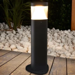 Lucande LED-jalustavalaisin Milou, korkeus 30 cm, antrasiitti, alumiini