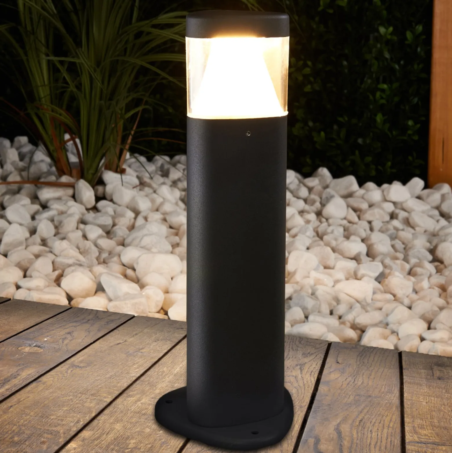 Lucande LED-jalustavalaisin Milou, korkeus 30 cm, antrasiitti, alumiini