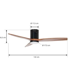 Lucande LED-kattotuuletin Brinia, halkaisija 132 cm, puu, CCT