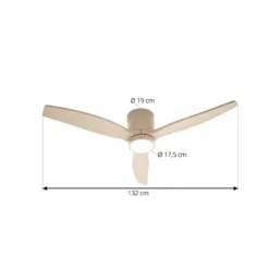 Lucande LED-kattotuuletin Sorin, beige, DC, hiljainen, IP44