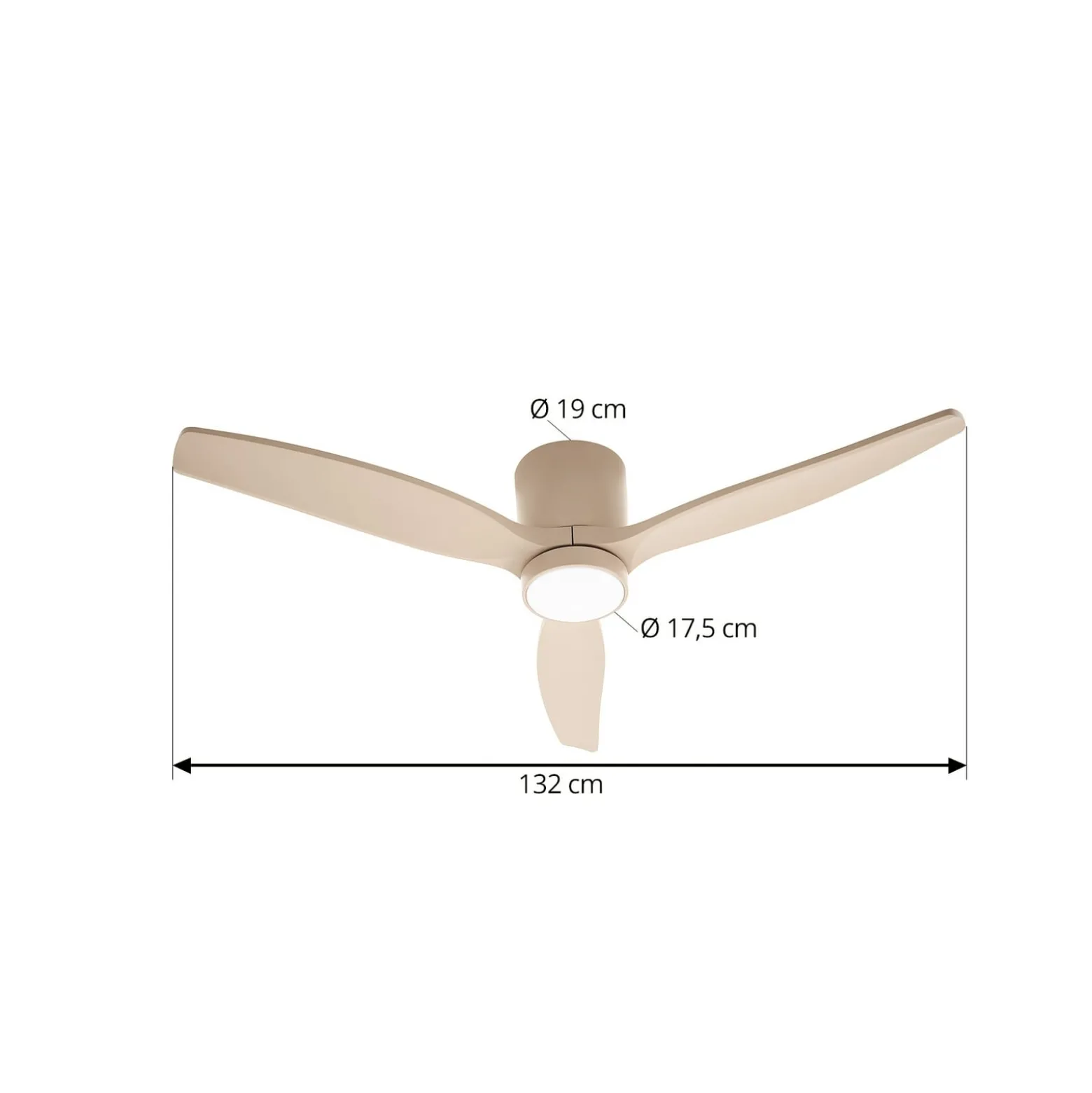 Lucande LED-kattotuuletin Sorin, beige, DC, hiljainen, IP44